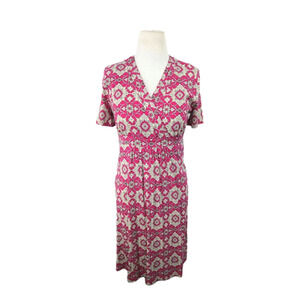 Croft & Barrow Women's Dress M V-Neck Midi Short sleeve Fit & Flare Pink Dress